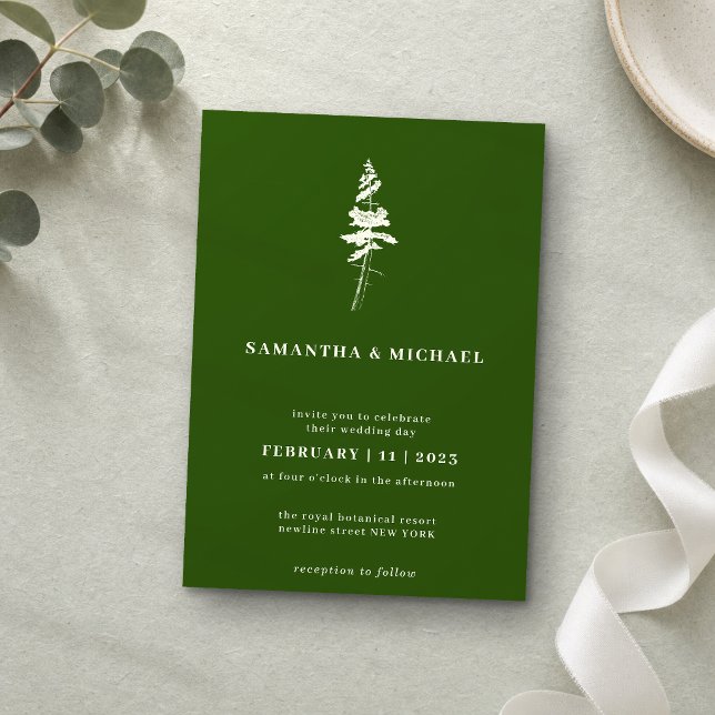 Forest Pine Tree Indie Rustic Green Invitation (Creator Uploaded)