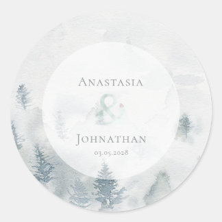 Forest Pine Tree Rustic Watercolor  Classic Round Sticker