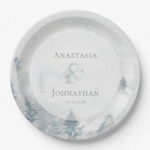 Forest Pine Tree Rustic Watercolor  Paper Plate
