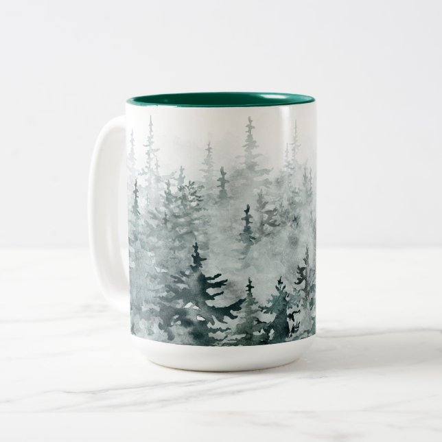 Forest pine tree  Two-Tone coffee mug (Front Left)