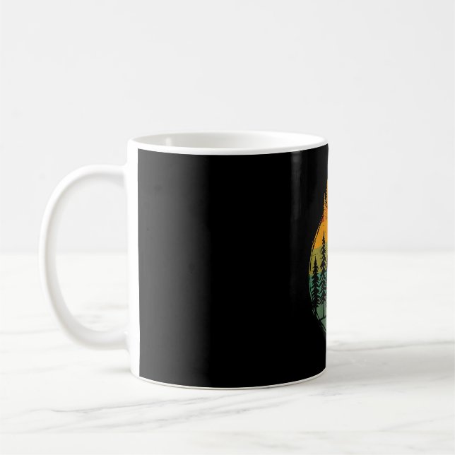 Forest pine trees nature retro hiking camping men coffee mug (Left)