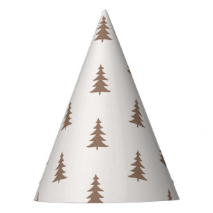 Forest pine trees pattern Happy Camper Birthday Party Hat