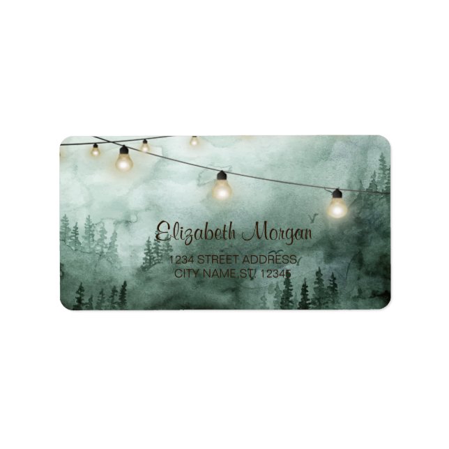 Forest,Pine Trees,String Lights Green Label (Front)
