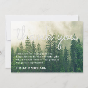 Forest Pine Trees Thank You Card Rustic Kraft