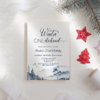 Forest Pine Trees Winter Onederland Birthday