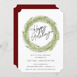 Forest Pine Wreath Holiday Party Invitation