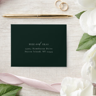 Forest Pines Dark Green Wedding RSVP Envelope