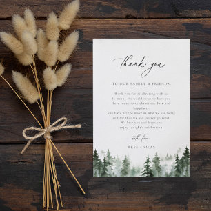 Forest Pines Wedding Reception Table Thank You Card