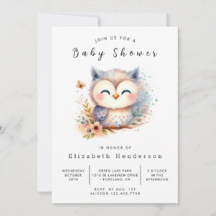 Forest Printable Owl Baby Shower Invitation