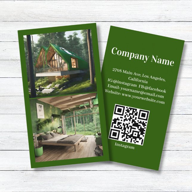 Forest Property Vacation Rental Picture QR Code Business Card (Creator Uploaded)
