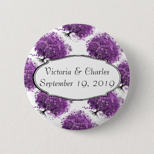Forest Purple Heart Leaf Tree Wedding 6 Cm Round Badge