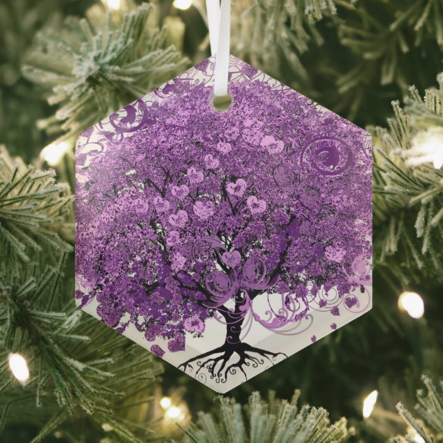 Forest Purple Heart Leaf Tree Wedding Glass Tree Decoration (Insitu)