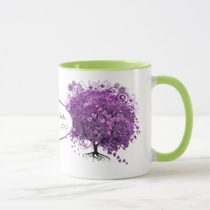 Forest Purple Heart Leaf Tree Wedding Mug