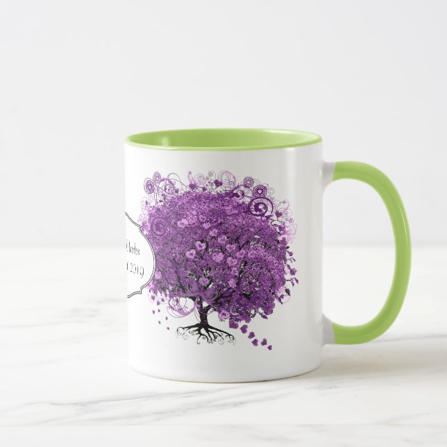 Forest Purple Heart Leaf Tree Wedding Mug (Right)