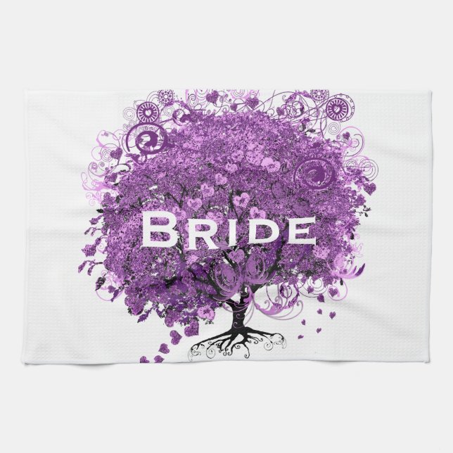 Forest Purple Heart Leaf Tree Wedding Tea Towel (Horizontal)