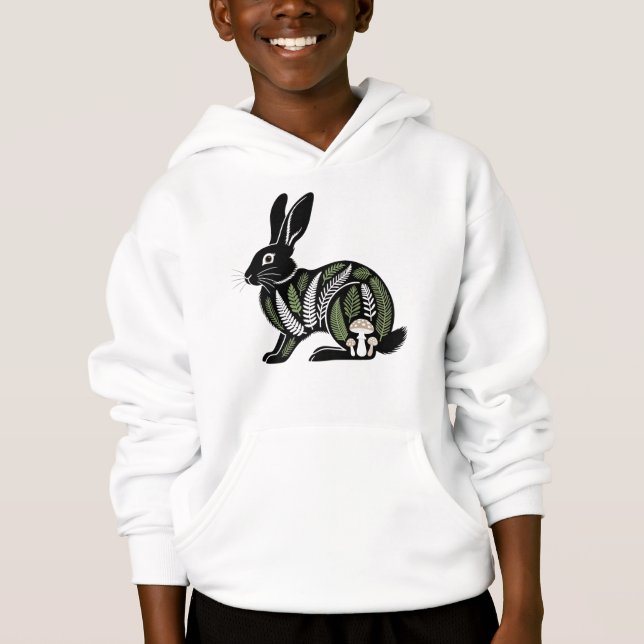 Forest Rabbit Botanical Line Art Illustration (Front)