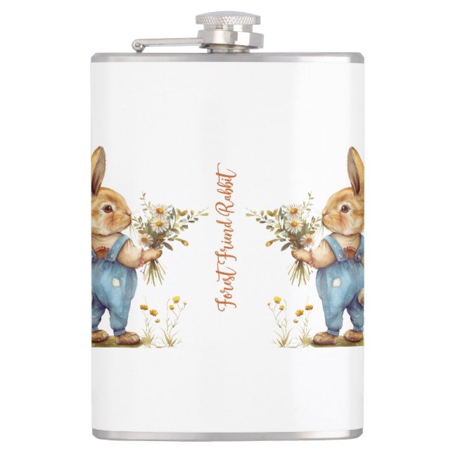Forest Rabbit Flask – A Woodland Companion (Front)