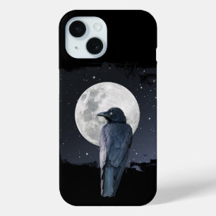 Forest Raven Cold Moon iPhone 15 Case