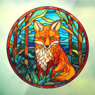 Forest Red Fox Faux Stained Glass