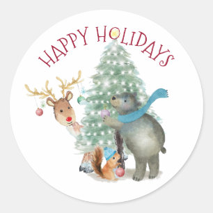 Forest Reindeer Bear Tree Christmas Envelope Seals