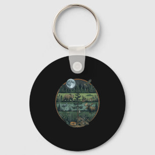 Forest retro trees nature wildlife outdoor men key ring