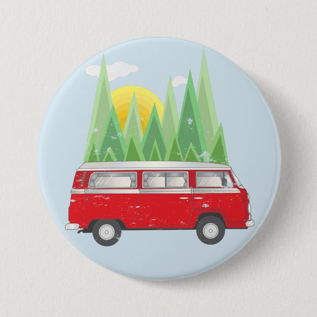 Forest retro Van 7.5 Cm Round Badge (Front)