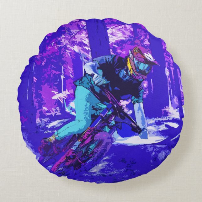 Forest Rider - BMX Racer Round Cushion (Front)