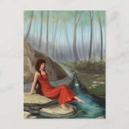 Forest Rivulet - Fantasy Forest Elf Girl Postcard