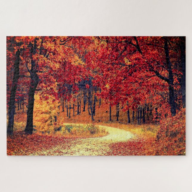 Forest Road - Fall - Beautiful Jigsaw Puzzle (Horizontal)