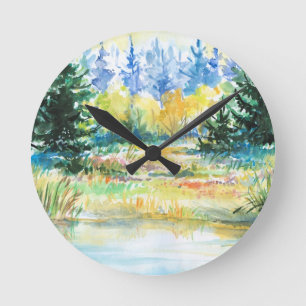 Forest Round Clock
