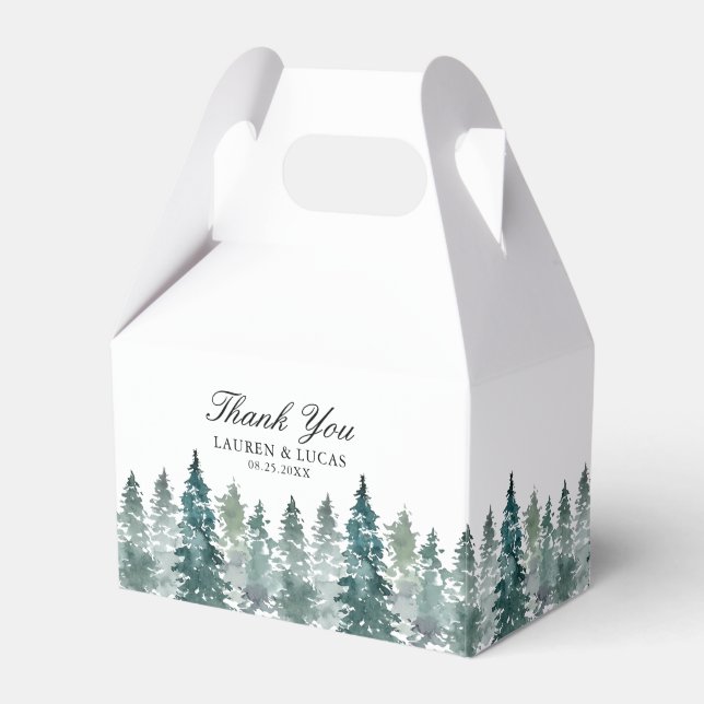 Forest Rustic Woodland Trees Pine Thank You Favour Box (Front Side)