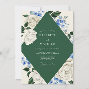 Forest Sapphire Watercolor Wedding Invitation