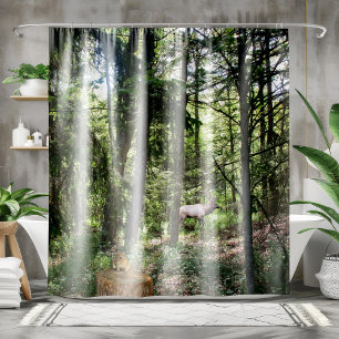 Forest Scene With Chipmunk And Elk Shower Curtain