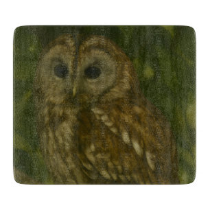 Forest Sentinel – Tawny Owl Wildlife Art Cutting Board