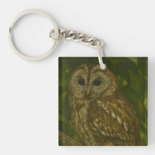 Forest Sentinel – Tawny Owl Wildlife Art Key Ring