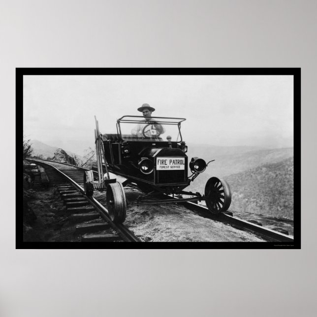Forest Service Worker in His Patrol Vehicle 1920 Poster (Front)