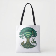 Forest Signal Frequency Tote Bag – Nature WiFi Art