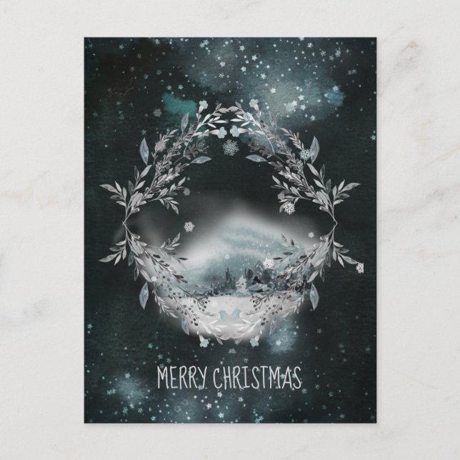 Forest Snowfall in the Still Night Christmas Holid Holiday Postcard (Front)