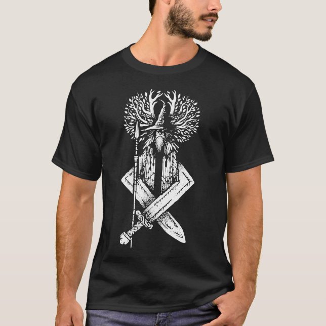 Forest Sorcerer – Dark Fantasy Warrior T-Shirt (Front)
