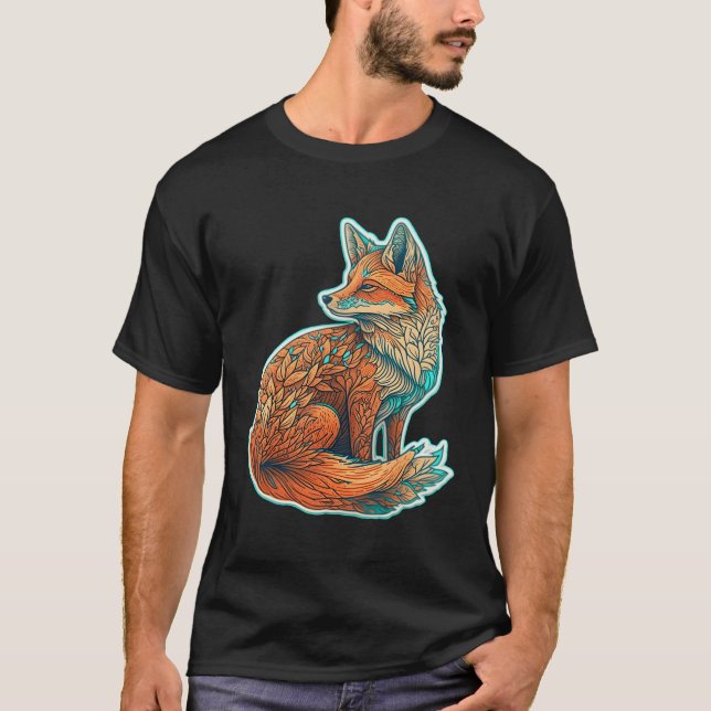 Forest Spirit Fox Plant Tranformation Nature Aesth T-Shirt (Front)