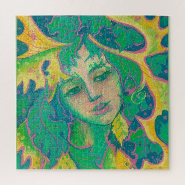 Forest Spirit, Surreal Fantasy Portrait Green Folk Jigsaw Puzzle (Vertical)