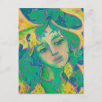 Forest Spirit, Surreal Fantasy Portrait Green Folk