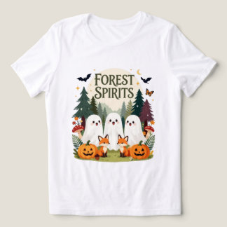 Forest Spirits Cute Ghosts & Foxes Halloween Tri-Blend Shirt