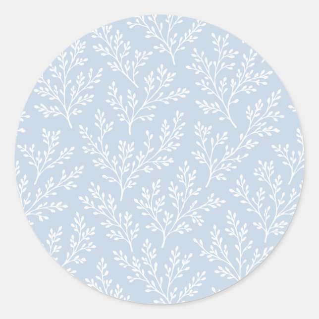 Forest Sprigs Neutral - Dusty Blue Classic Round Sticker (Front)