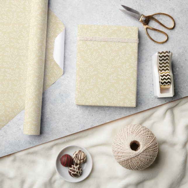 Forest Sprigs Neutral - Golden Wheat Wrapping Paper (Crafts)
