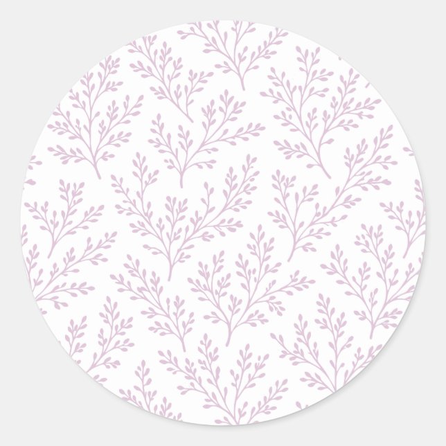 Forest Sprigs Warm Lilac - Neutral Classic Round Sticker (Front)
