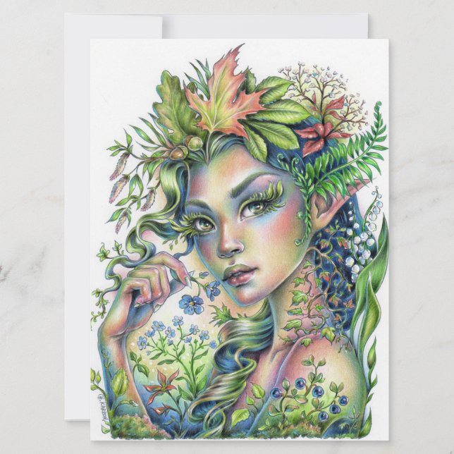Forest Sprite Fairy Elf Fantasy Woman Art Card (Front)