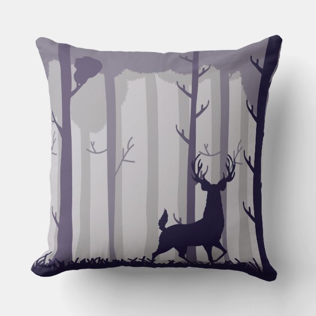 Forest Stag Illustration Cushion (Front)