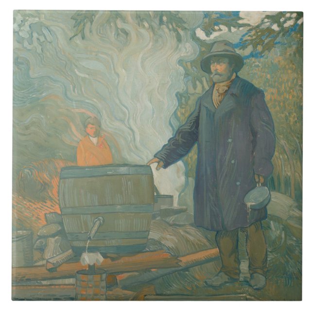 Forest Still Moonshiners White Lightning Liquor Ceramic Tile (Front)