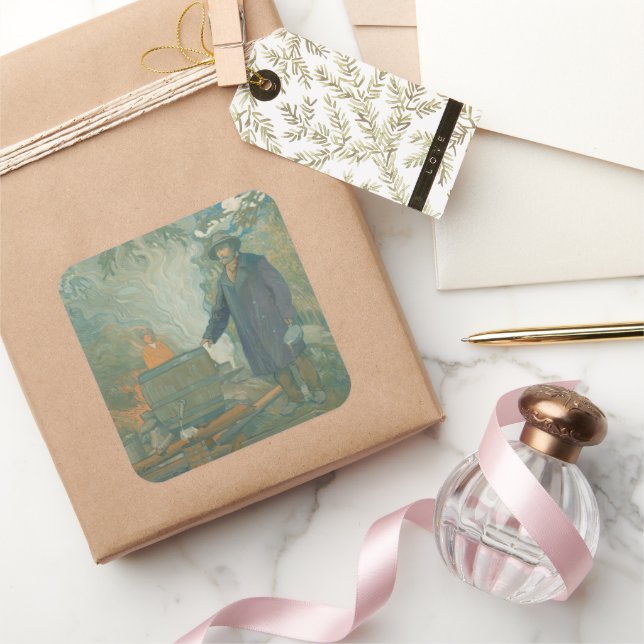 Forest Still Moonshiners White Lightning Liquor Square Sticker (Gifting)